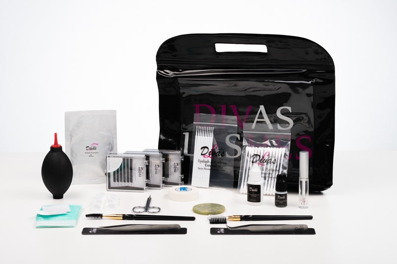 kit de extensiones de pestañas para principiantes Divas 1 (técnica tradicional) (KIT-004) (primer con pincel de regalo)