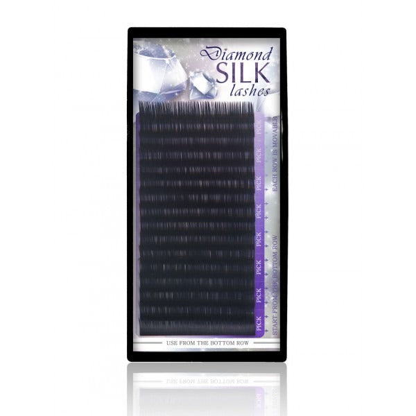 Pack 6 pestañas Diamond Silk 16 líneas + pegamento de regalo 2ml (015-8-A; 015-11-A; 015-12-A; 015-13-A; 020-8-A; 020-13-A)