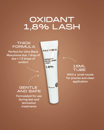 1,8 % Oxidante LASH (fórmula espesa) para tinte líquido ULTRA BLACK - Tubo de 15 ml MAXYMOVA