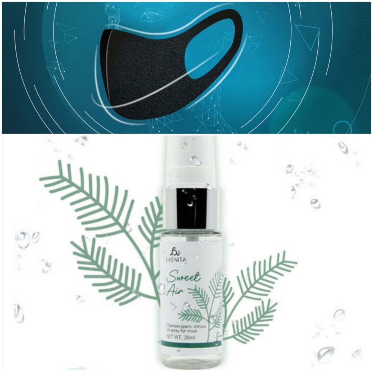 Mascarilla de Espuma + spray antimicrobiano (HIG-001 + sweet air)