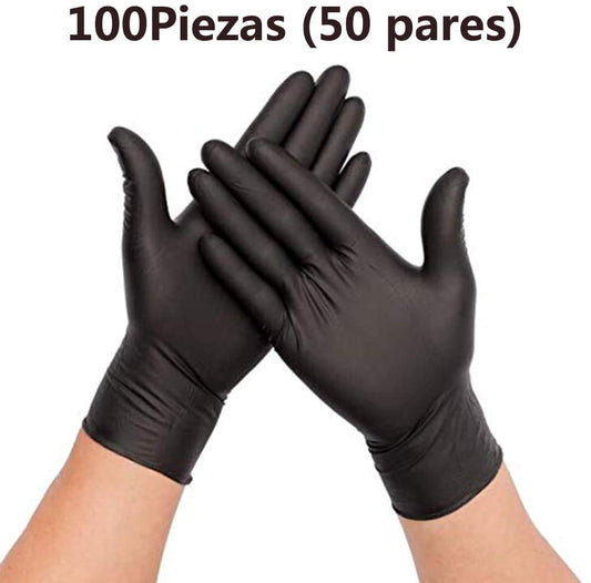 Guantes de Nitrilo Negro Sin Polvo (100u Talla M) (MICB-087)