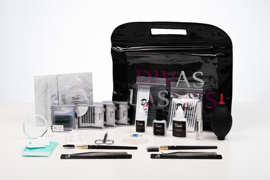 kit de extensiones de pestañas profesional divas 2 (técnica tradicional) (KIT-002) (primer con pincel de regalo)