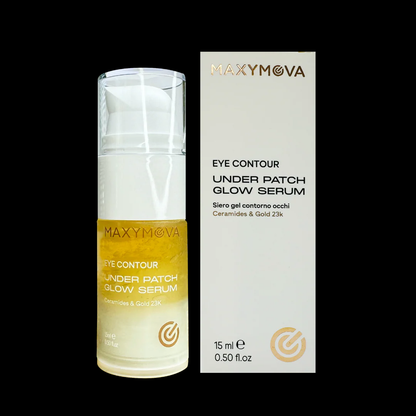 MAXYMOVA Bajo Patch Glow Serum 15ml, cuidado del contorno de ojos con oro de 23 quilates.