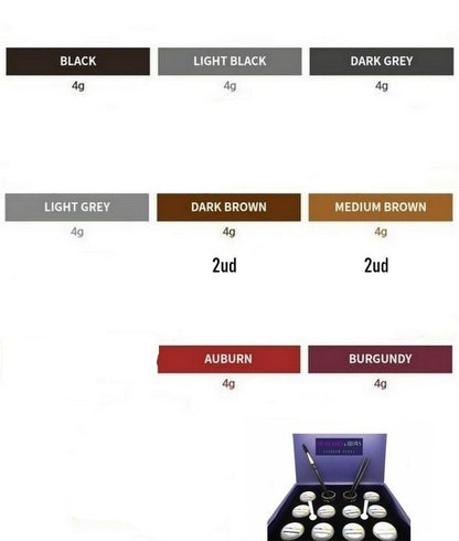 Kit Henna Brona cejas 10 colores 4g Divaslashes & brows (y también colores sueltos)