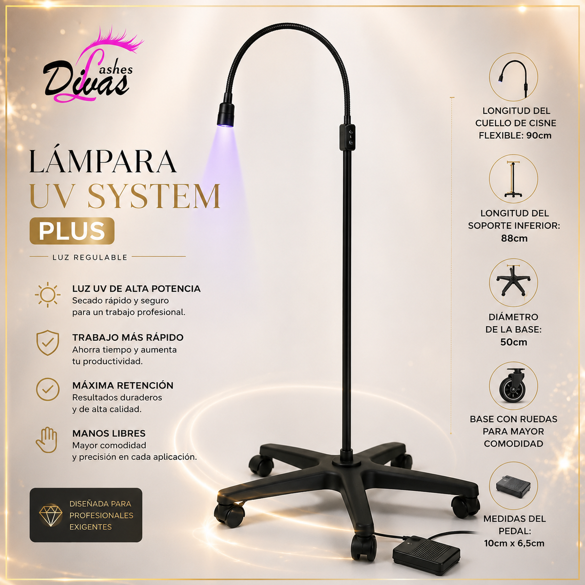 Lámpara UV System Plus – Extensiones de pestañas con luz regulable UV (20% descuento)