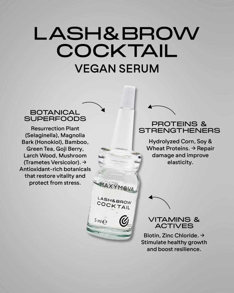 LASH&BROW COCKTAIL MAXYMOVA – Fórmula apta para veganos Sérum para pestañas y cejas, 5 ml