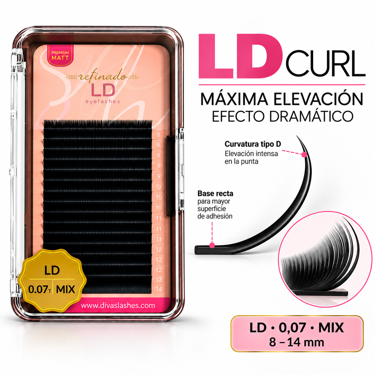 ¡NUEVO! Pestañas Refinado curva LC/LD 007 MIX Tallas (8-14)