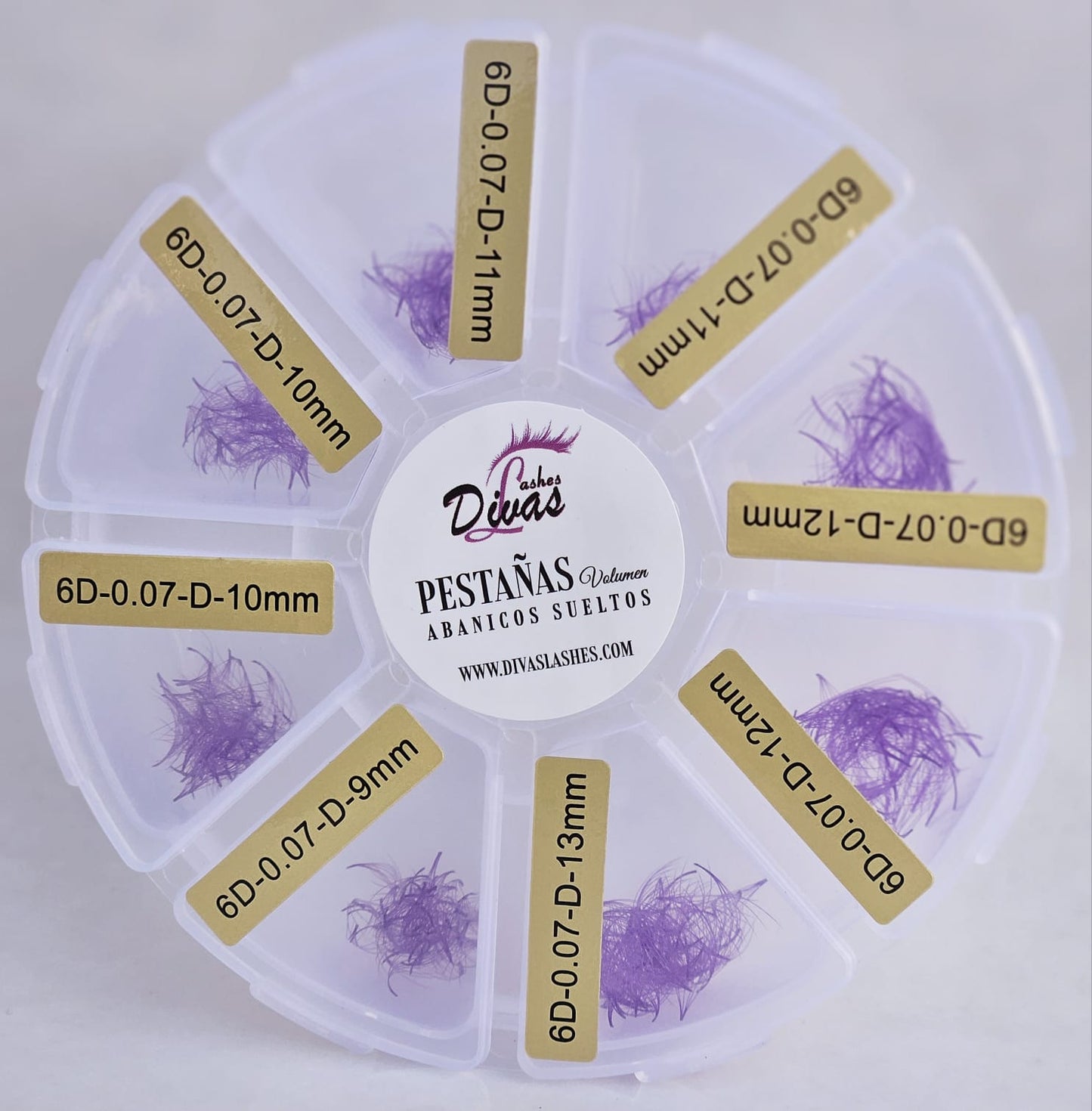 Pestañas Volumen Agrupadas de colores (500 grupos) 6D-007-Mix. En carrusel