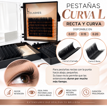 Pestañas Mink de Seda L RECTA y L CURVA - MIX (8-9-10-11-12-13)
