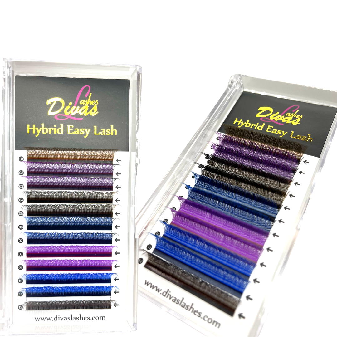 Pestañas Tecnológicas Hybrid Easy Lash YY grosor 007 - DE COLORES - 12 Líneas