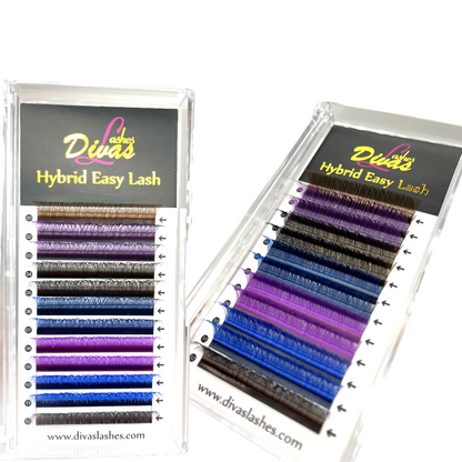 Pestañas Tecnológicas Hybrid Easy Lash YY grosor 007 - DE COLORES - 12 Líneas