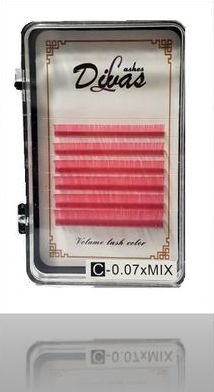 Pestañas volumen russian  pink tallas Mix (8,9,10,11,12,13) diametro 007curva C