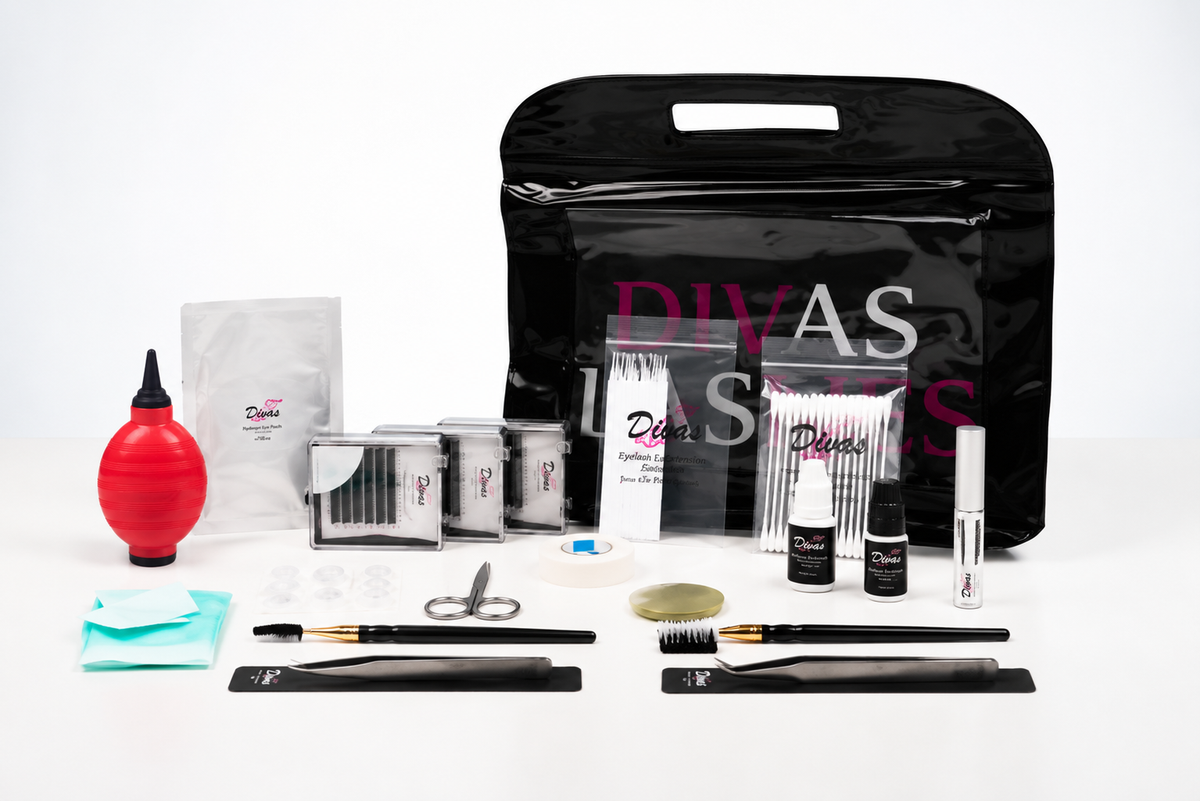 kit de extensiones de pestañas  para principiantes Divas 1 (técnica tradicional) (KIT-004) (primer con pincel de regalo)