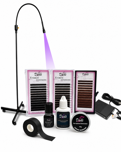 ¡NUEVO! Kit Extensiones de Cejas 3D con pegamento y Uv lamp.