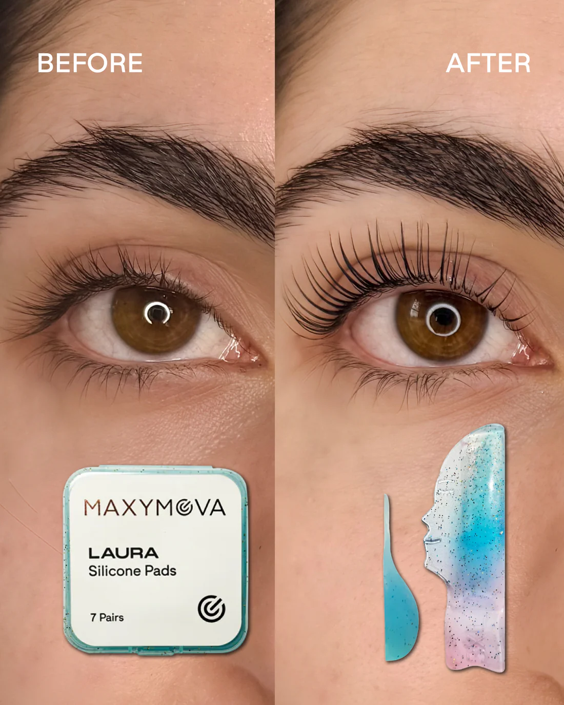 Moldes MAXYMOVA LAURA NOT GLUE de silicona LU Curl – 7 pares (SS, S, M, L, XL, XXL, 3XL)