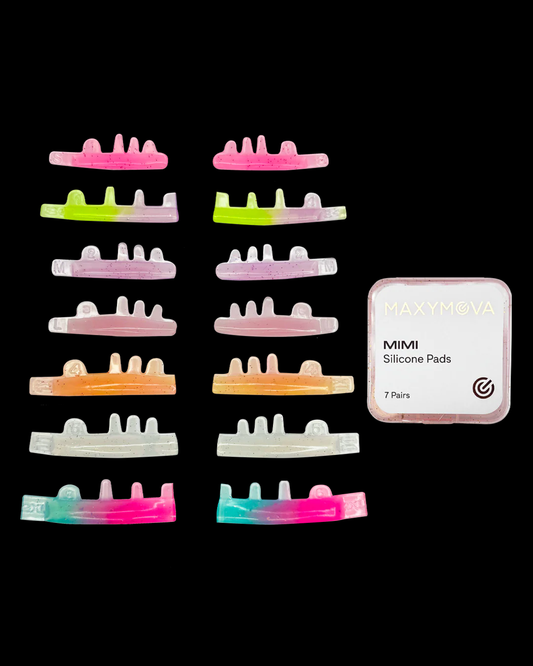 Moldes de silicona NOT GLUE para lifting de pestañas MAXYMOVA MIMI - 7 pares (S, S+, M, L, XL, LL, 2XL) - Tipo híbrido con rizo en C para un rizo perfecto