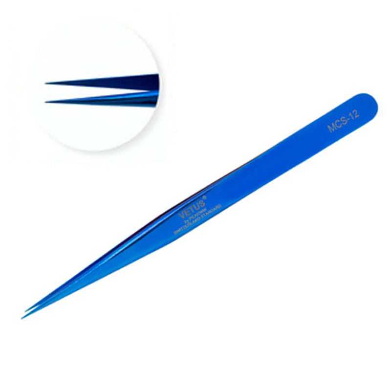 Pinzas extensiones de Pestañas Serie Raimbow RECTA (Azul) (PINZA-023)