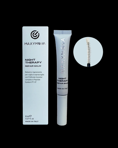 Bálsamo MAXYMOVA reparador nocturno para pestañas y cejas 8ml. Tratamiento nutritivo y fortalecedor